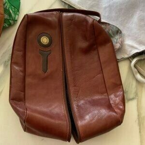 Palm West Vintage leather Zipper Golf Shoe Bag Travel Case